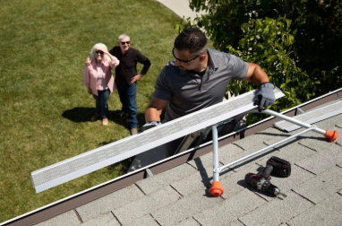 Close-up of professional gutter guard installation showing quality workmanship